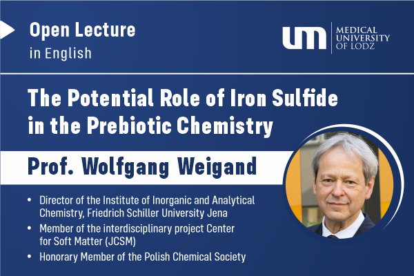 opis - Open Lecture by Prof. Wolfgang Weigand – The Potential Role of Iron Sulfide in the Prebiotic Chemistry